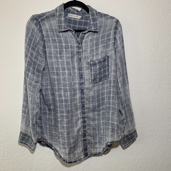 Paper Crane Tops - 3/$25 Paper Crane Button Front Burnout Plaid Top